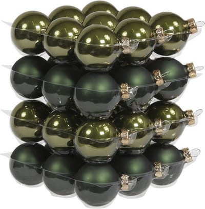 Othmar Decorations Kleine kerstballen - 36x st - donkergroen - D4 cm - glas - kerstversiering