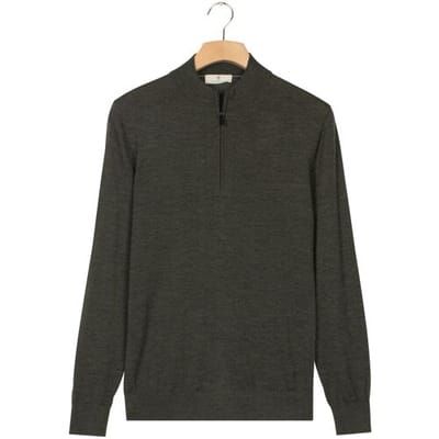 Thomas Maine Trui Half Zip Single Knit Merino Wool Donker Groen / male