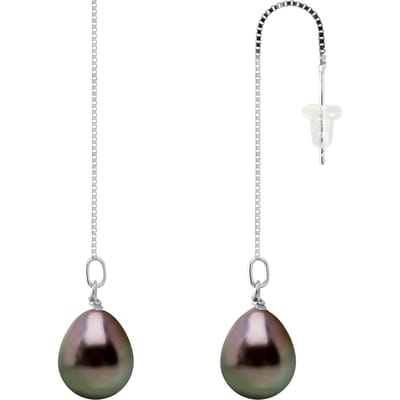 Dangle Earrings Chains Tahitian Parels 8-9mm White Gold