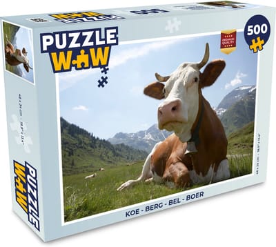 Puzzel Koe - Berg - Bel - Boer - Legpuzzel - Puzzel 500 stukjes