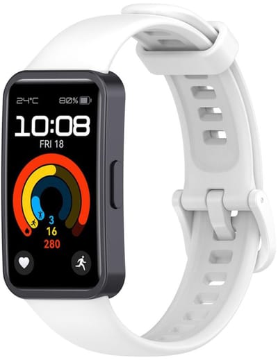 Siliconen bandje - geschikt voor Huawei Band 10 / Huawei Band 9 / Huawei band 8 - gespsluiting - wit