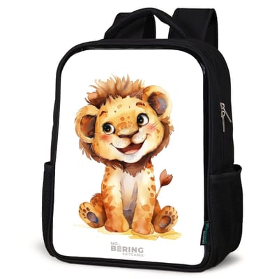 NoBoringSuitcases.com® - Rugzak zwart - Schooltas jongen & meisje - Baby leeuw - Rugtas voor school - Boekentas kind - Schoolrugzak - Kinderrugzak