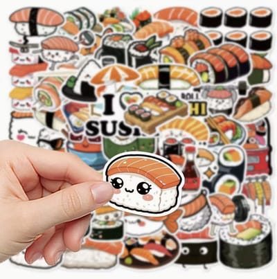 Sushi stickers - Grappige sushi stickers - Japanse Sushi - 50 stuks - Laptopstickers - Journalen - Hippe stickers - CHPN