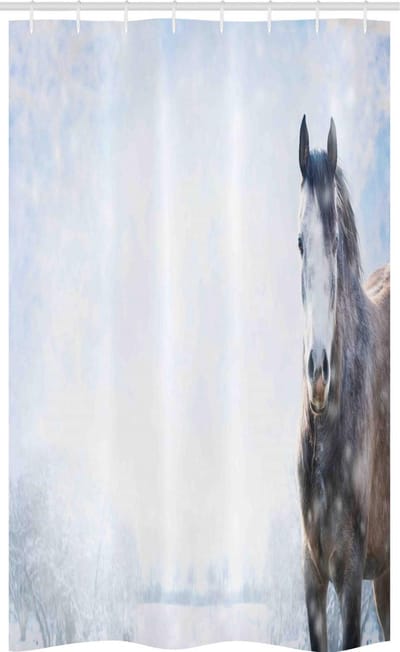 ABAKUHAUS Douchegordijn – Winter Grijs Paardenlandschap – 120x180 cm