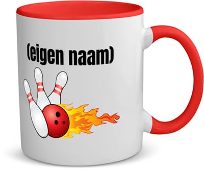 Akyol - bowling kegels vuur met eigen naam koffiemok - theemok - rood - Bowlen - ieman die graag bowlt - sport - bal - kegels - cadeau - verjaardag - kado - 350 ML inhoud