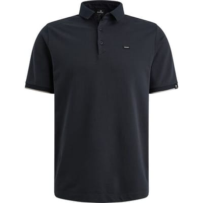 Vanguard blauwe heren polo   Rib kraag   Regular fit   Knoopsluiting   Duurzaam   Korte mouw Blauw M