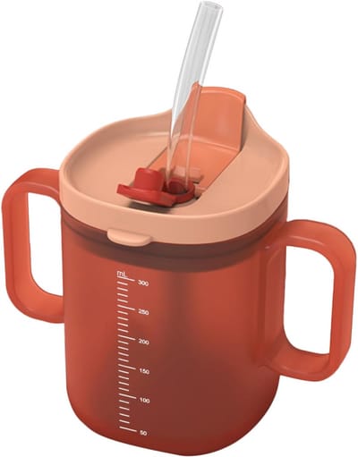 Ouderen waterbeker, ouderen drinkbeker,300 ml waterfles met handvatten - Onlekbare beker, waterfles met deksel en rietje, waterbeker voor de ouderenzorg