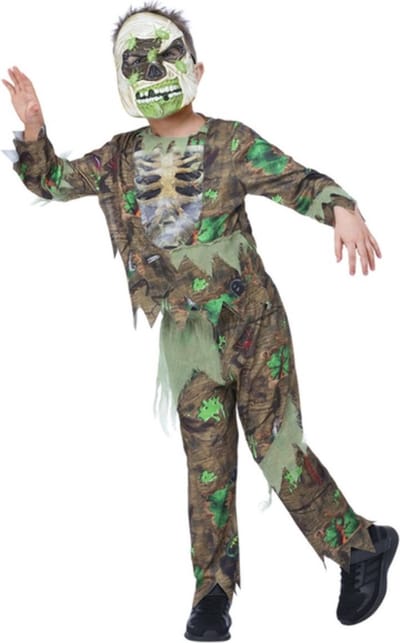 Smiffys - Deluxe Bug Zombie Kinder Kostuum - Kids tm 9 jaar - Bruin/Multicolours