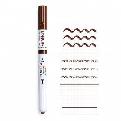 3-in-1 decoratieve markeerstift - Bruin, 15.8cm - Kleuren, sierranden en contouren - Dubbelzijdig voor journals - Los verpakt