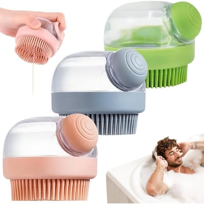 Daity 3-pack - Multifunctionele douche- en shampoomassageborstel met ingebouwde dispenser - Innovatief ontwerp combineert diepe reiniging en een verzachtende massage voor haar - gezichts- en lichaamsverzorging - Geschikt voor mannen