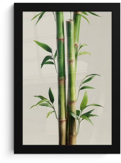 Poster in lijst - Fotolijst 20x30 cm - Posters - Bamboestengels - Sierlijk - Groen - Posterlijst zwart - Decoratie - Wanddecoratie woonkamer - Muurdecoratie slaapkamer