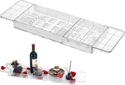 Badkuip dienblad - Verstelbaar badrek - Ontspannen thuis - Uittrekbaar ontwerp - Tot 81 cm breed - Transparant