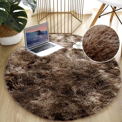 Rond tapijt voor de woonkamer, zachte dikke slaapkamertapijten, pluche zachte antislip ronde vloerkleden, tie-dye fluwelen mat Diameter 60cm