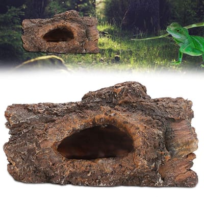 Dailygoods- Verbergplek Hars Boomschors - Schuilplaats voor Reptielen - Grot voor Amfibieën - Aquarium Decoratie - 15,5x10x8cm - 100% Gloednieuw