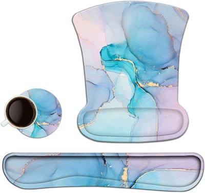 Ergonomische Gel Muismat Polssteun - Polssteunset voor Toetsenbord - Antislip Basis - Onderzetters - Computer Home Office - Gemakkelijk Typen & Pijnverlichting (9090)