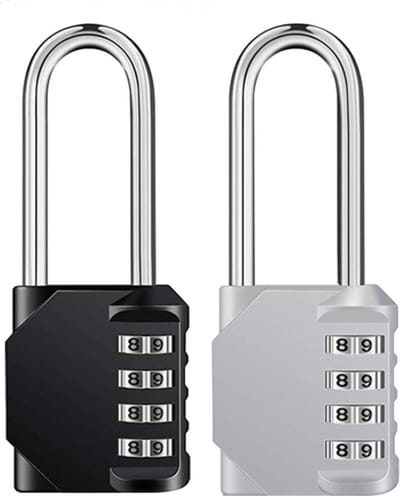 2 stuks - Hangslot - Hangslot met Cijferslot - Cijferslot - Slot - Hangslotje - Voor binnen en buiten - Hangcijferslot - Met Cijfercode - 106mm - Zwart,zilver - Metaal