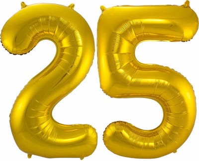 Folat Folie ballonnen - 25 jaar cijfer - goud - 86 cm - leeftijd feestartikelen - verjaardag versiering