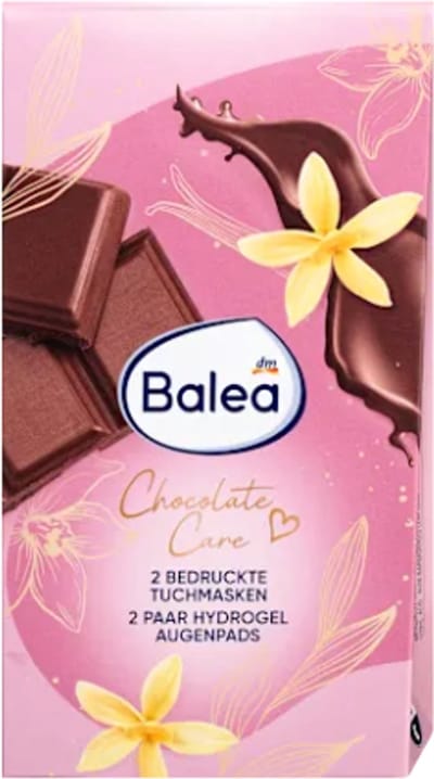Kerst Geschenkset Balea Chocolate Care | 4-delige Kerstcadeauset - 2x Oogmasker & 2x Bedrukt Gezichstmasker | Kerstcadeau Verzorgingsproducten