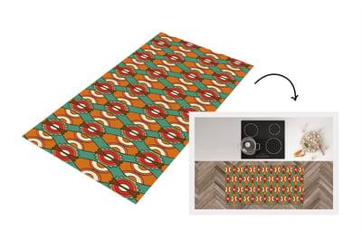 Keukenloper 120x60 cm - Keukenmat vinyl Design - Retro - Oranje - Abstract - Keukenmatten loper - Keuken vloerkleed tapijt