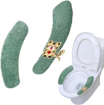 2 paren Toiletzitkussen, pluche warm dik gewatteerd | Zelfklevend verhoogd kussen, steunkussen voor badkamer voor de meeste maten toiletdeksels