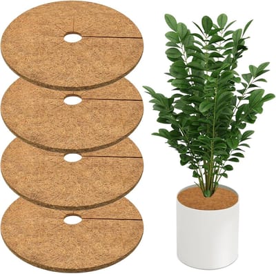 Set van 4 Kokosvezel Schijven voor Planten - Winterbescherming, Vorstbescherming en Natuurlijke Plantbescherming Matten voor Potplanten