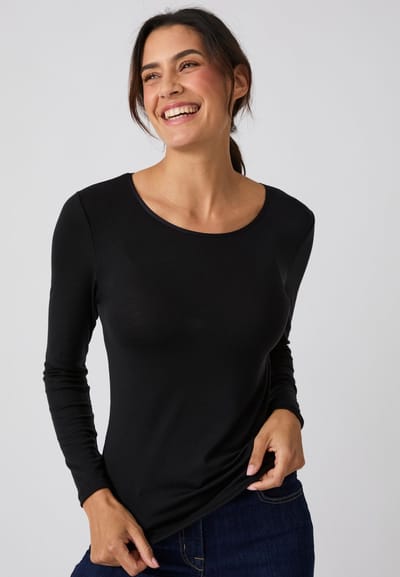 Damart - Thermolactyl Sensitive T-shirt lange mouw ronde hals - Dames - Zwart - 34-36 (XS)