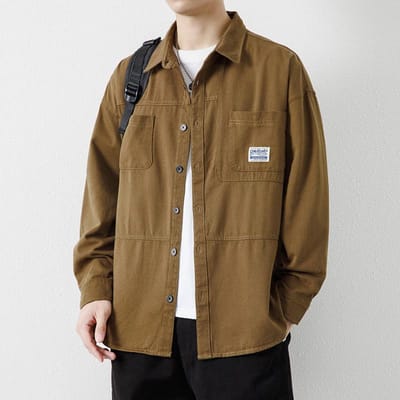 Heren Lange Mouw Shirt Herfst Nieuw Katoen Hong Kong Stijl Casual Los Shirt Jas Mode Merk Heren 4XL