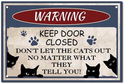 Dailygoody - Metalen bord - Vintage-stijl waarschuwingsbord - 20 x 30cm - Zwarte kat - Decoratie voor huis en tuin - Geschikt voor kattenliefhebbers