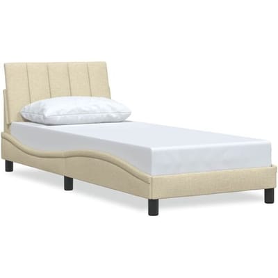 vidaXL - Bedframe - zonder - matras - "Hanko" - 90x190 - cm - stof - crèmekleurig