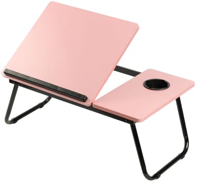 Ceruzo Bedtafel Verstelbaar - Laptoptafel - Ontbijttafel - Inklapbaar - Roze - Bekerhouder