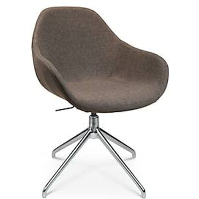 Vergaderstoel Topstar Sitness Life 2.0, draaibaar/zitting in hoogte verstelbaar, armleuningen, B 450 x D 390 x H 440-470 mm, 4-poots onderstel, gepolijst aluminium & stof, bruin