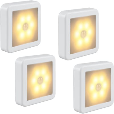 Ynkkvre - Bewegingssensor Lamp – Nachtlamp – Wandlamp – Trapverlichting – 4 stuks – Automatisch aan/uit – Draadloos – Zelfklevend – Warm wit LED – Voor binnen