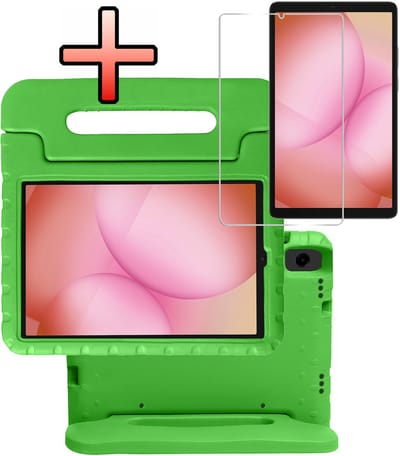 Hoes - Geschikt voor Samsung Galaxy Tab A11 - Met Screenprotector - Kinderhoes Shockproof Bumper - Kidsproof Case - Tablet Hoesje - Kinder Cover - Groen