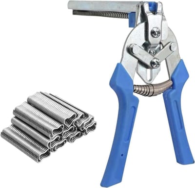 Hog Ring Pliers Set met 600 Gegalvaniseerde Hogrings voor Tuinhekken, Kussens en DIY Projecten