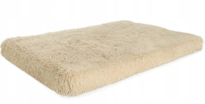 Hondenmat Shaggy 120x80 cm – Extra Zachte Hondenkussen en Benchmat – Pluche Ligmat en Slaapmat voor Grote Honden, lichtbeige