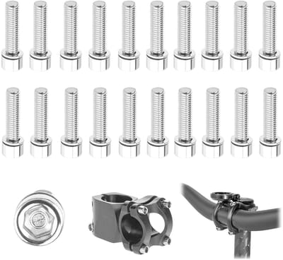 Stuurschroeven M5 x 20 mm voor fietsen - Roestvrijstalen fietsschachtschroeven met sluitringen voor mountainbikes en racefietsen