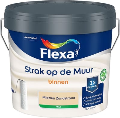 Flexa - Strak Op De Muur Binnen Mat - Midden Zandstrand - Mengverf - 5 L