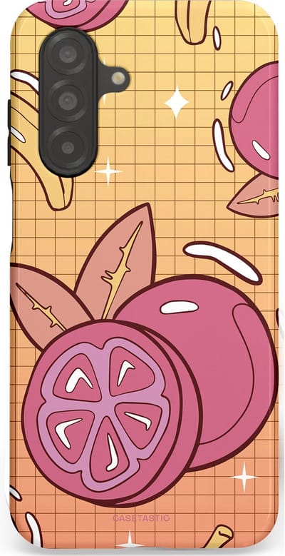 Casetastic Hoesje Geschikt voor Samsung A26 - Stijlvolle Beschermende Duo-layer Case - Fruitige bananen ruitjes