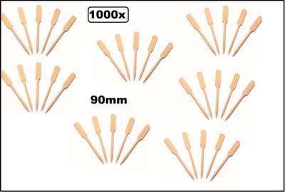 1000x Luxe cocktailprikker Bamboe 9cm naturel - prikkers kaasblokje hout cocktail borrel tapas snack prikker