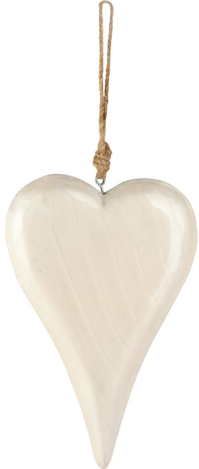 Dekoratief | Hanger hart, wit, hout/email, 12x20x3cm | A258235