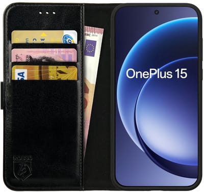 Rosso Element Geschikt voor OnePlus 15 | Wallet Book Case | Portemonnee Hoesje | 3 Pasjes | Magneetsluiting | Stand Functie | Zwart