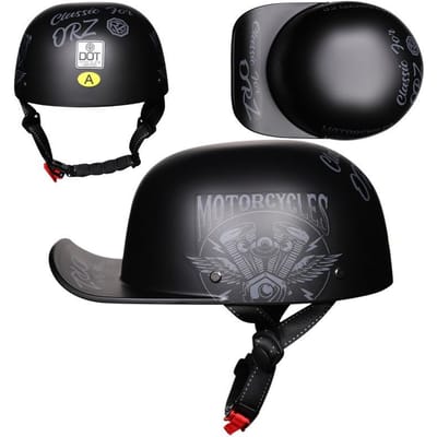 Vintage gangsterpersoonlijkheid honkbalpet mannen en vrouwen geschilderde helm scoop helmkap helm elektrische auto halve helm rijden S gray