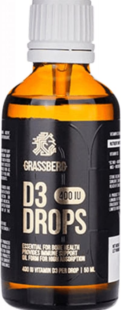Grassberg Vitamin D3 400IU Drops (50ml) Unflavoured - Vitaminen, mineralen & gezondheid - Vitaminen