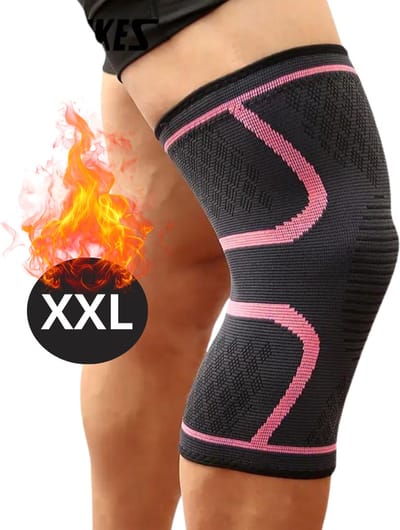 Nivard Kniebrace - Sportbrace Knie - Knee Sleeves - Knee Sleeves Powerlifting - Compressie Knie Brace - Knee Wraps - Knee Support - Dames - Heren - Comfortabel - Roze - Maat XXL