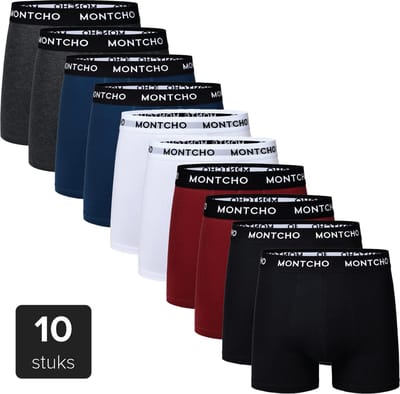 Ondergoed Heren - 10 Pack - Zwart Mix - Boxershort - Maat S t/m XXL - MONTCHO