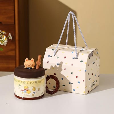 Mug en Céramique Prince Étoile avec Couvercle Souvenir de Vacances Mooch Haut Joli Tasse à Eau Amusante pour Enfants Tasse à Café Cadeau d'Ouverture white