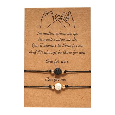 Bixorp Friends Vriendschapsarmbandjes voor 2 met Zwarte & Witte Kraaltjes - BFF ArmbandMeisjes - Best Friends Armband Vriendschap Cadeau voor Twee