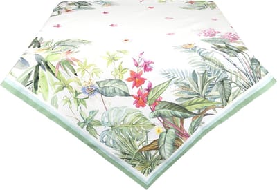 Clayre & Eef Tafelkleed 150x250 cm Wit Rood Katoen Rechthoek Jungle Botanics Tafellaken