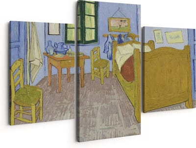 Artaza Canvas Schilderij Drieluik De Slaapkamer in Arles - Vincent van Gogh - 150x120 - Groot - Foto Op Canvas - Canvas Print