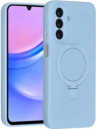 TUNIQ Back cover - Galaxy A17 - Baby Blauw - Schokbestendig - Met Ring Stand